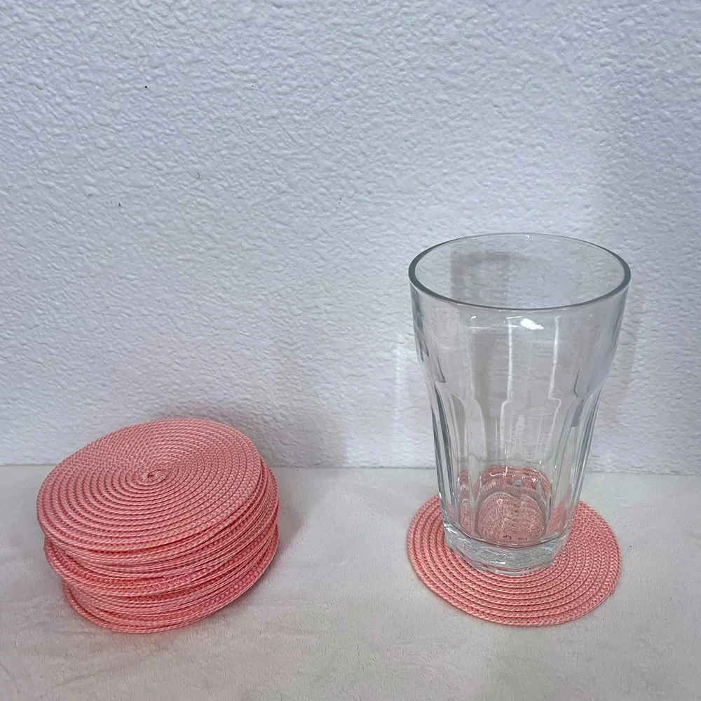 IKEA rattan pink woven coasters - lot of 20